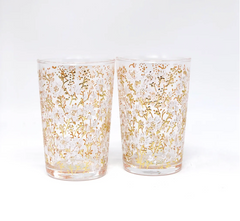 Set of 6 Teaglasses, Eden Flower Clear, Gold