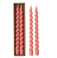 Unscented Twisted Taper Candles in Box, Pink, Set of 2