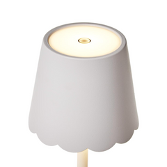 White LED Portable Table Lamp w/Scalloped Shade