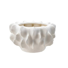 Stoneware Sculptural Planter, Matte White (Holds 7 Pot)