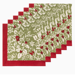S/6 Baies De Houx Red & Green Napkins