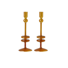 Amber - Medium Glass Candlestick