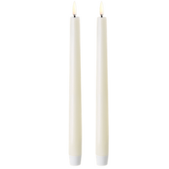 LED taper candle, Ivory, Smooth, 2-pack, 0.9 x 8.1