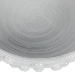Decorative Terra-cotta Bowl w/ Raised Dots, White