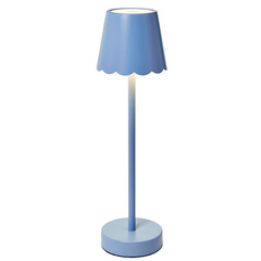 Blue LED Potable Table Lamp w/Scalloped Shade