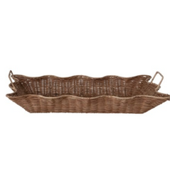 Decorative Hand-Woven Rattan Scalloped Nesting Trays