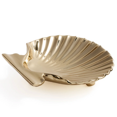 Sanibel Shell Tray- Raw Gold  Aluminum, 4
