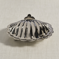 Cap Ferrat Fan Shell Lidded Bowl with Spoon - Polished Nickel
