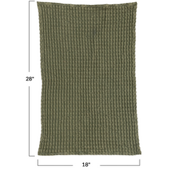 Stonewashed Cotton Waffle Weave Tea Towel, Green
