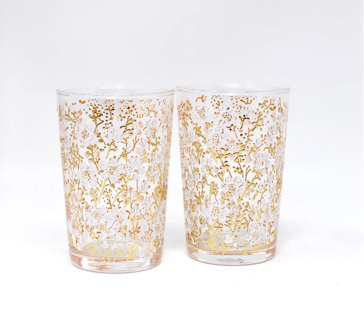Set of 6 Teaglasses, Eden Flower Clear, Gold
