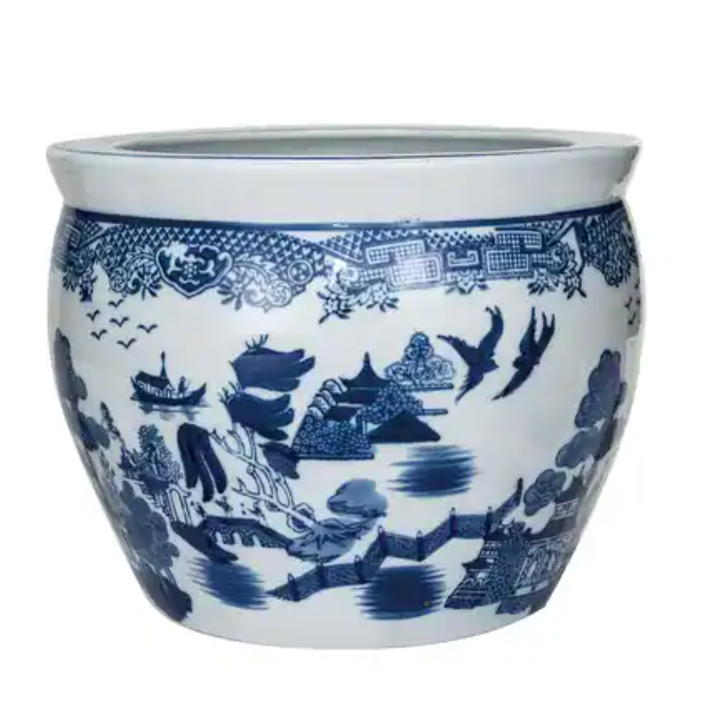 Hand painted stoneware planter hold 12 pot
