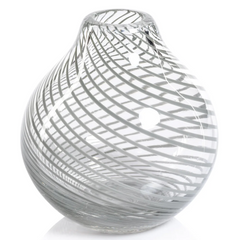 Claire clear bud vase with sea green swirl