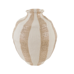 Stoneware Organic Shaped Striped Vase (Large)