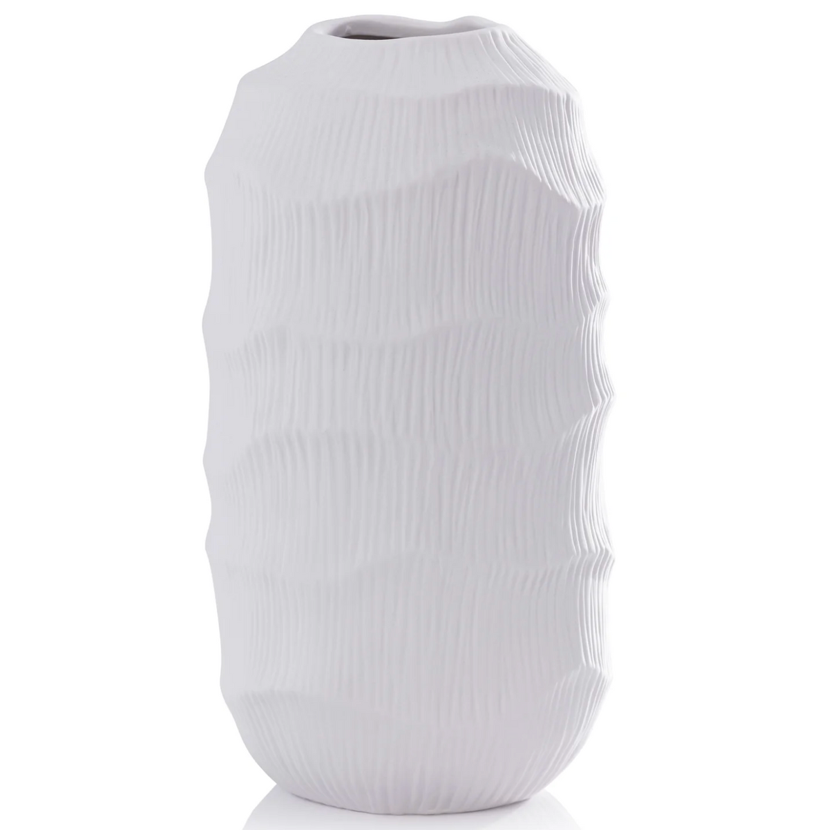 (L) Textured Matt White Porcelain Vase