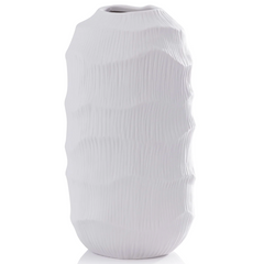 (L) Textured Matt White Porcelain Vase