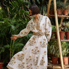 Capri Maxi Dress Khaki Flower