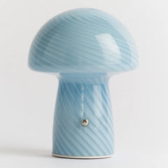 Blue - Rechargeable Cordless Glass Mushroom Lamp