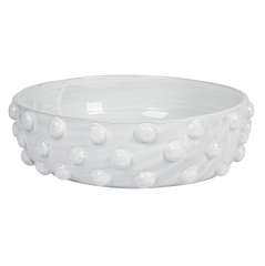 Decorative Terra-cotta Bowl w/ Raised Dots, White