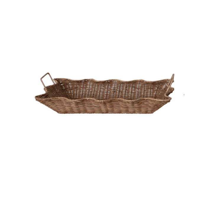 Decorative Hand-Woven Rattan Scalloped Nesting Trays
