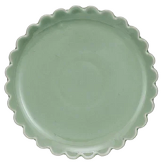 8' round stoneware plate w scalloped edge - Green
