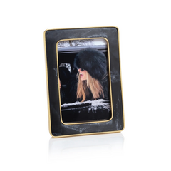 Marble Hazel Resin Photo Frame w/ Antique Brass