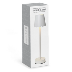 White LED Portable Table Lamp w/Scalloped Shade
