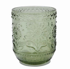 Embossed Drinking Glass, Green