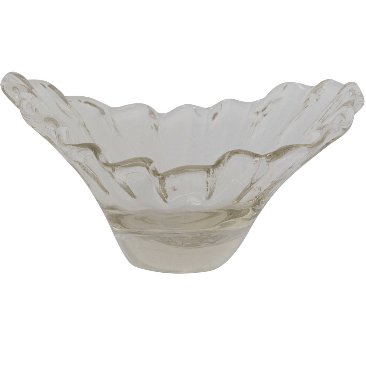 Hand-Blown Glass Pleated Organic Shaped Bowl