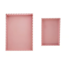 Wood Scalloped Trays, Pink Color