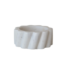 Marble Twisted Carved Scalloped Bottle Holder, White