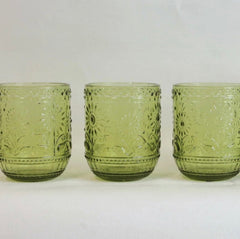 Embossed Drinking Glass, Green