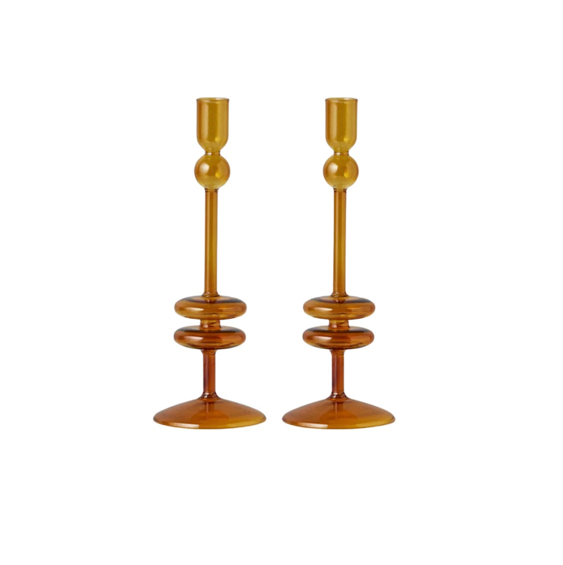 Amber - Medium Glass Candlestick
