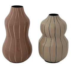 Enameled Metal Organic Striped Vase, 2 Styles
