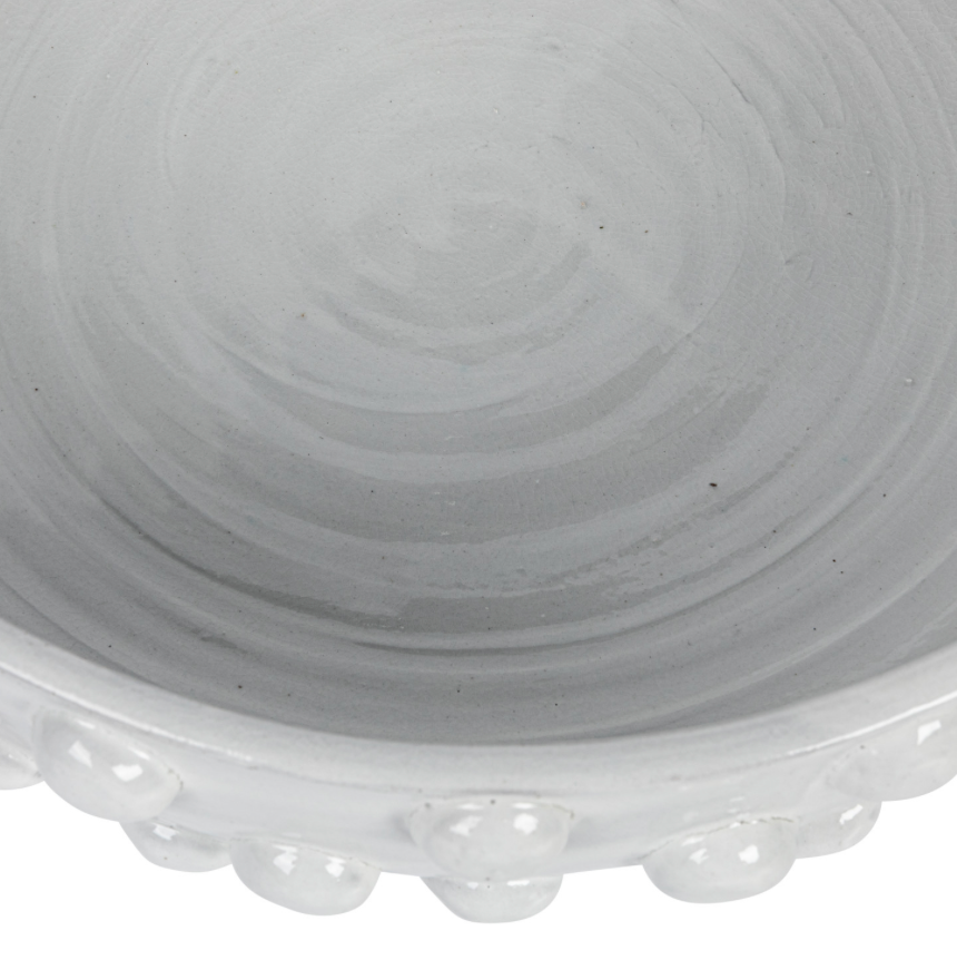 Decorative Terra-cotta Bowl w/ Raised Dots, White