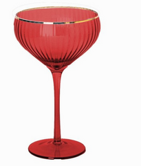Glass Coupe Ribbed Red