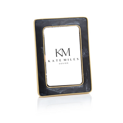 Marble Hazel Resin Photo Frame w/ Antique Brass
