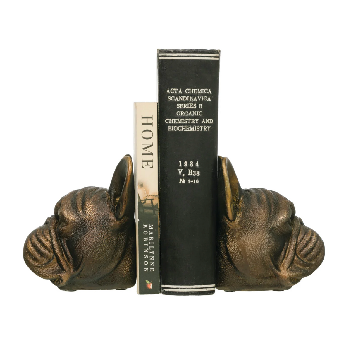 Dog Head Bookends with Antique Finish, Set of 2